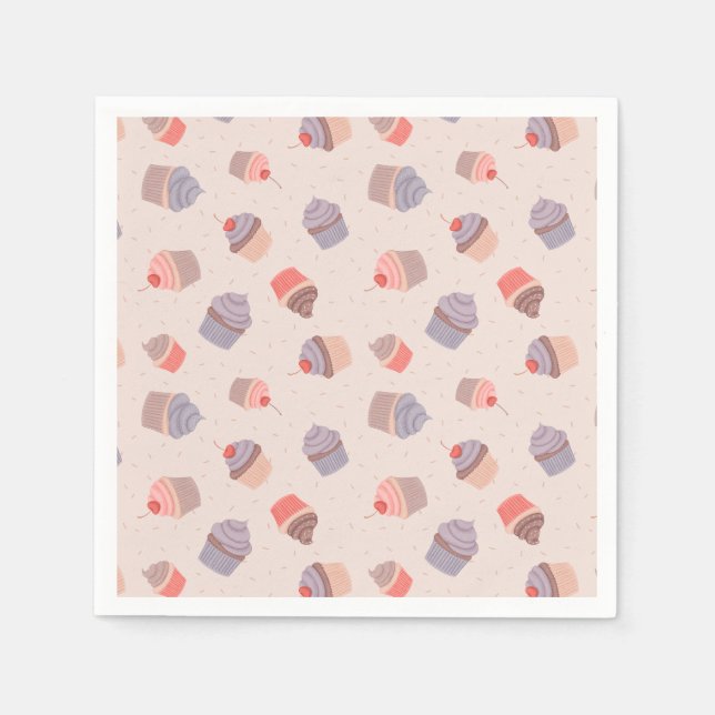 Pastel Cupcake Confetti Birthday Napkins Serviette (Vorderseite)