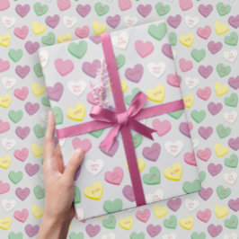 Pastel Custom Conversation Candy Hearts Gift Wrap Geschenkpapier