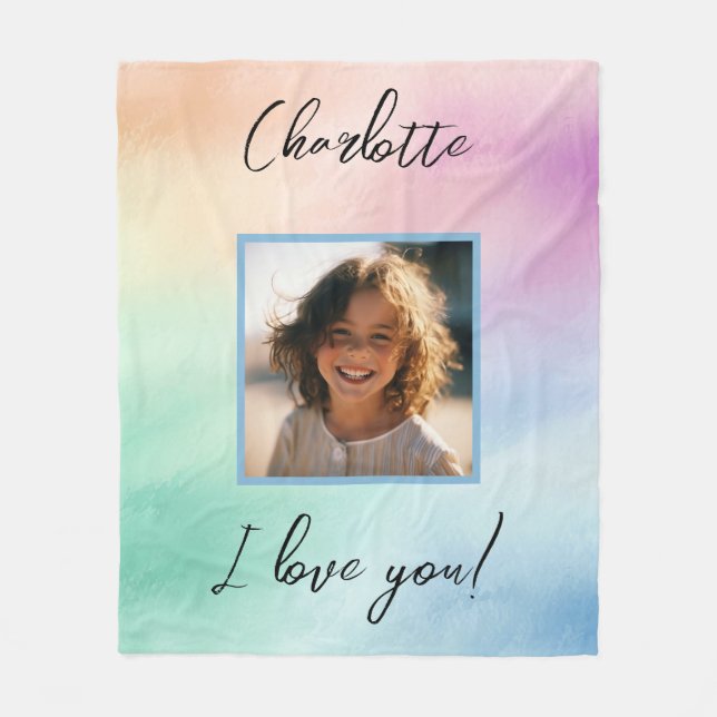 Pastel Custom Foto "I Liebe You" Personalisierter  Fleecedecke (Vorderseite)