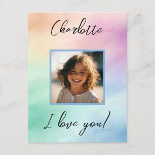 Pastel Custom Foto "I Liebe You" Personalisierter  Postkarte