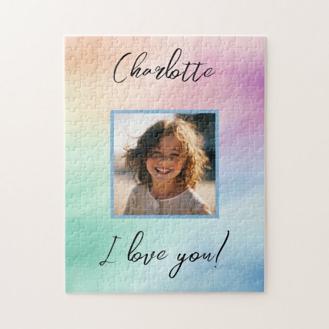 Pastel Custom Foto "I Liebe You" Personalisierter  Puzzle (Vertikal)
