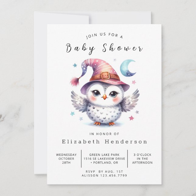 Pastel Custom Owl Baby Dusche Einladung (Vorderseite)