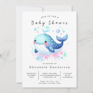 Pastel Custom Whale Baby Dusche Einladung