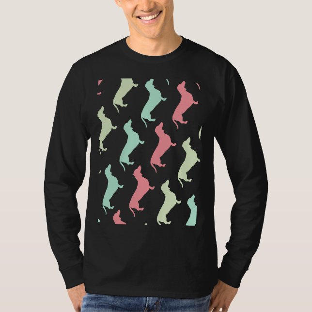 Pastel-Dackel-Hundemuster T-Shirt (Vorderseite)