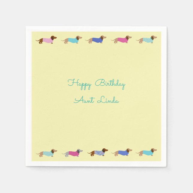 Pastel Dackel Paper Party Napkins Serviette (Vorderseite)