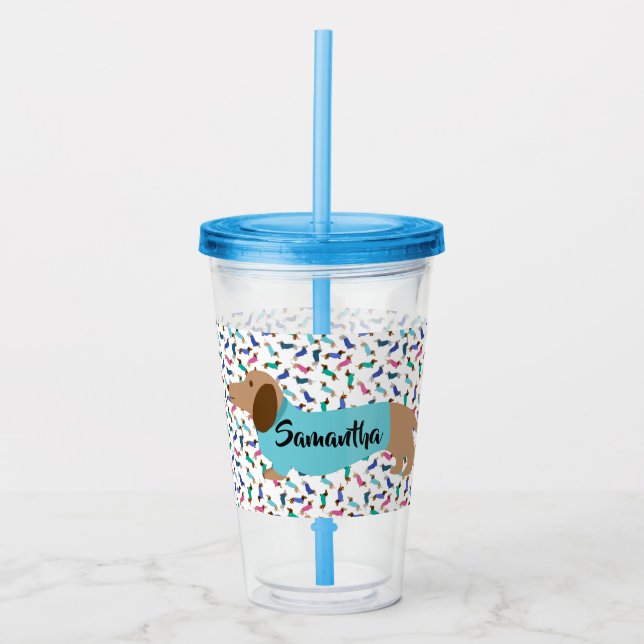 Pastel Dackeln Tumbler Acryltrinkbecher (Vorderseite)