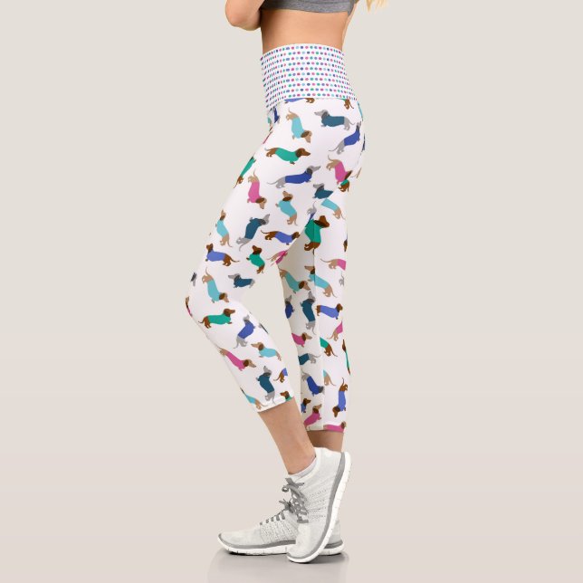 Pastel-Dackeln und Polka Dot Capri Leggings (Links)
