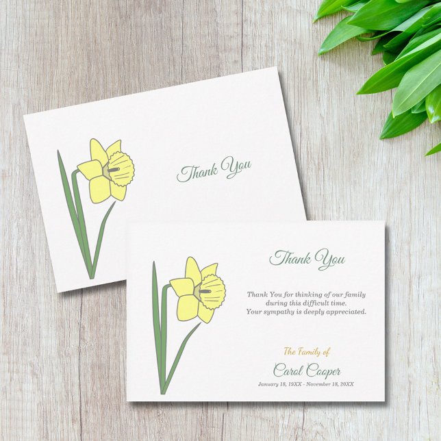 Pastel Daffodil Beerdigung Danke Note Card (Pastel Daffodil Funeral Thank You Note Card)
