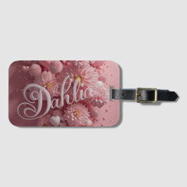 Pastel Dahlia Bloom Art with Hearts Gepäckanhänger