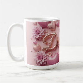 Pastel Dahlia Bloom Art with Hearts Kaffeetasse