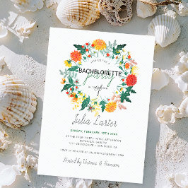 Pastel Dahlia Wildblume Wreath Junggeselinnen-Absc Einladung