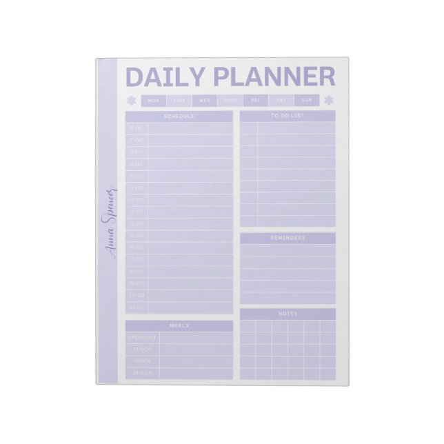Pastel Daily Planner - Anpassbarer Name Notizblock (Rotiert)