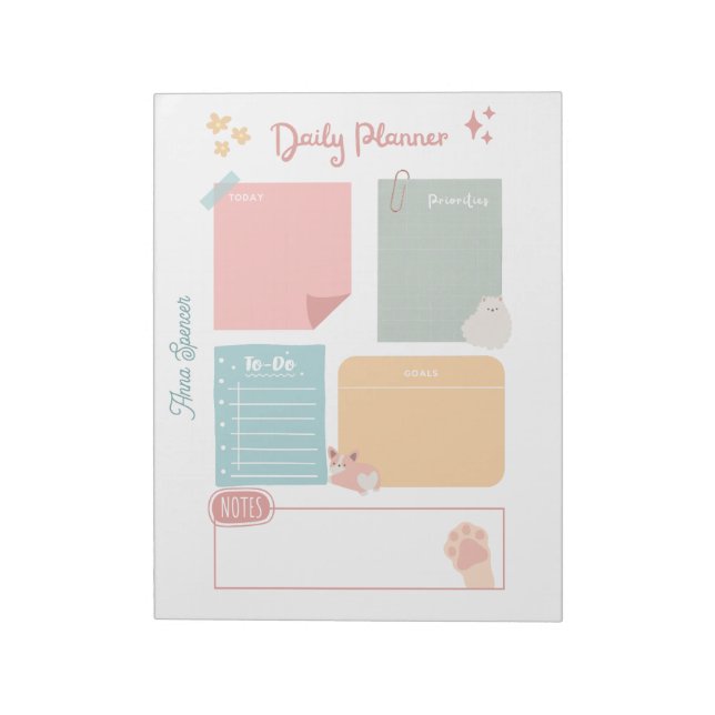 Pastel Daily Planner für Studenten Notizblock (Rotiert)