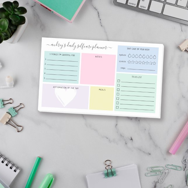 Pastel Daily Selfcare Planner Post-it Klebezettel (Von Creator hochgeladen)