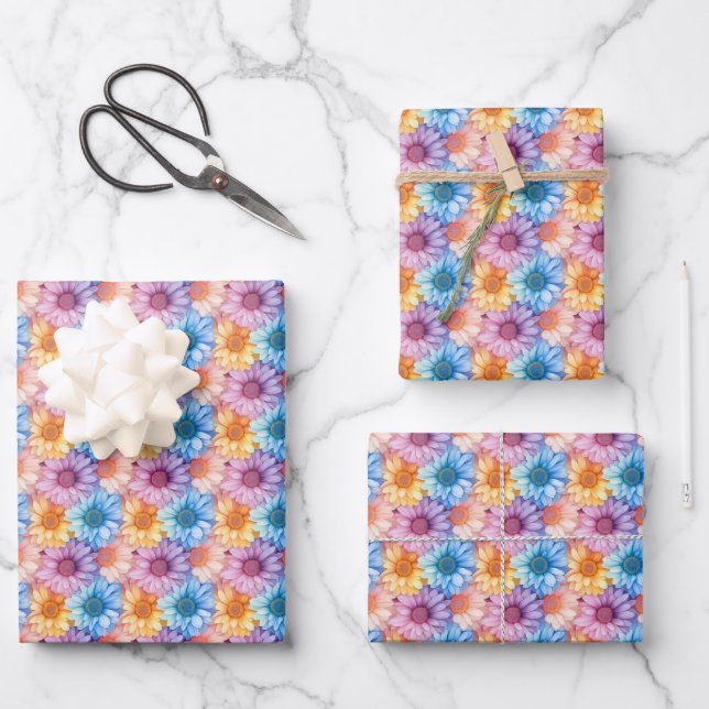 Pastel Daisies Geschenkpapier Set (Vorderseite)