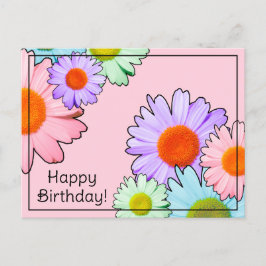 Pastel Daisies Happy Birthday Postkarte
