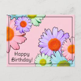 Pastel Daisies Happy Birthday Postkarte