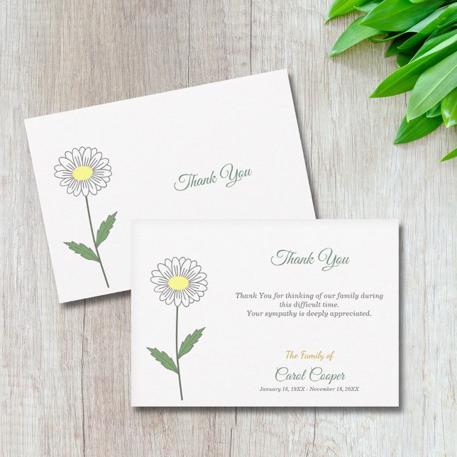 Pastel Daisy Beerdigung Dankeschön Karte (Pastel Daisy Funeral Thank You Note Card)