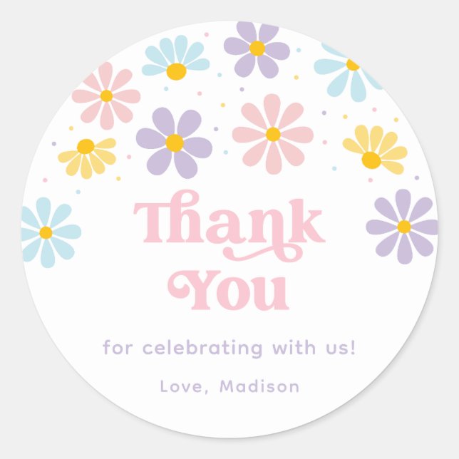 Pastel Daisy Blume Birthday Classic Round Sticker (Vorderseite)