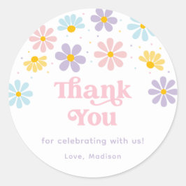 Pastel Daisy Blume Birthday Classic Round Sticker