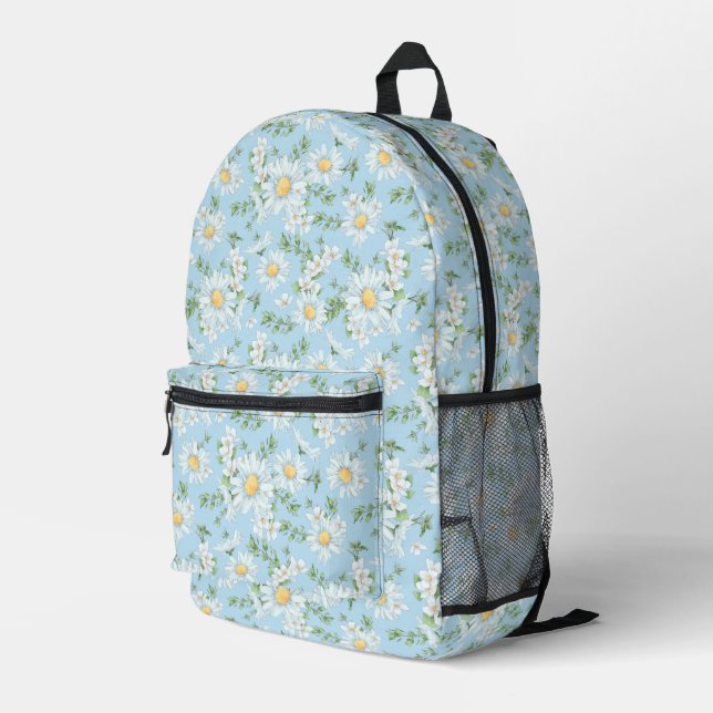 Pastel Daisy Flower Garden Muster Bedruckter Rucksack (Rückseitige Ecke Rechts)