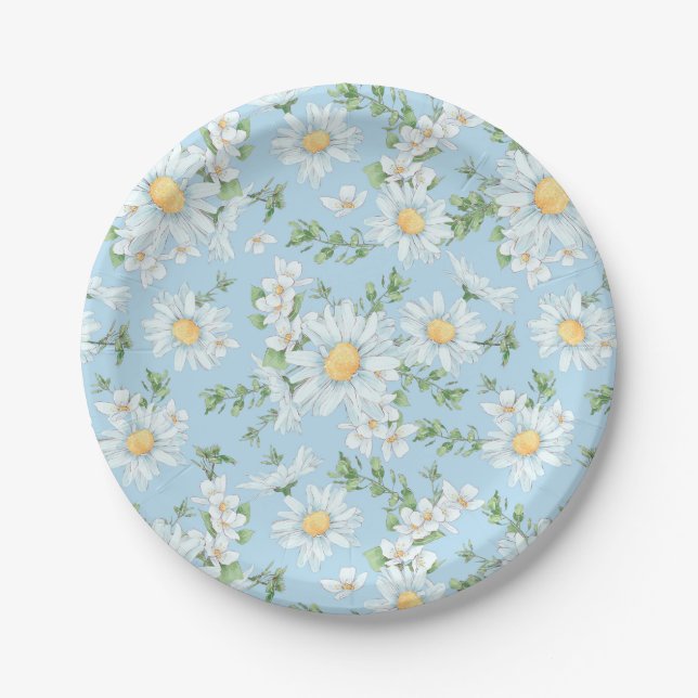 Pastel Daisy Flower Garden Muster Pappteller (Vorderseite)