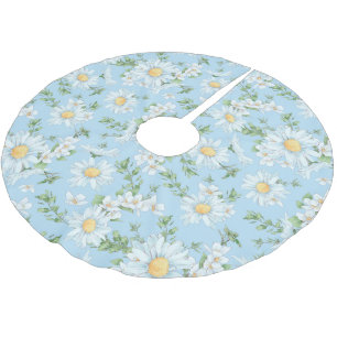 Pastel Daisy Flower Garden Muster Polyester Weihnachtsbaumdecke