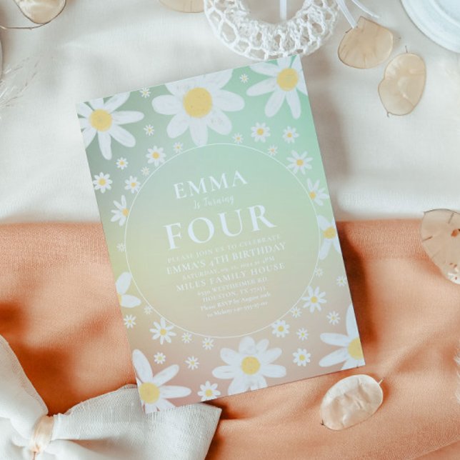 Pastel Daisy Geburtstagsparty Einladung (Von Creator hochgeladen)