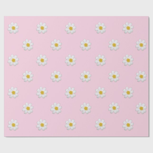 Pastel Daisy Wrapping Paper Geschenkpapier (Flach)