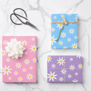 Pastel Daisy Wrapping Paper Set Geschenkpapier Set