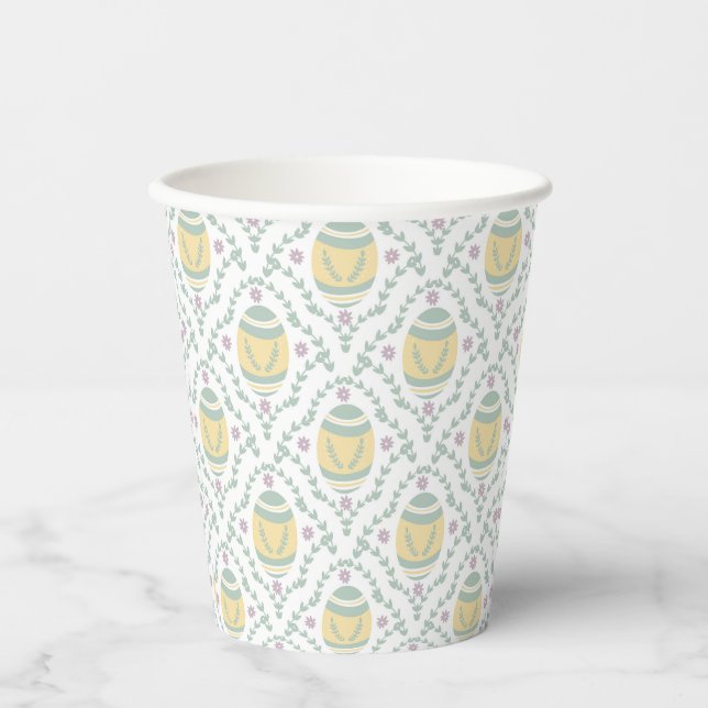 Pastel Damask Ostereier Muster Pappbecher (Vorderseite)