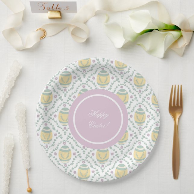 Pastel Damask Ostereier Muster Pappteller (Hochzeit)