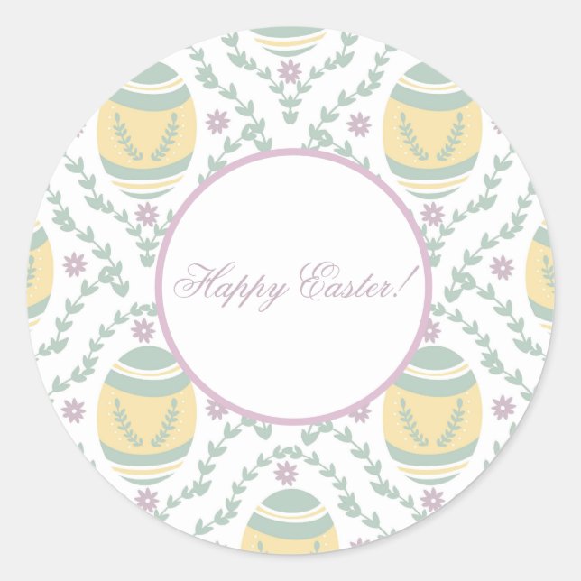 Pastel Damask Ostereier Muster Runder Aufkleber (Vorderseite)