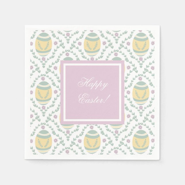 Pastel Damask Ostereier Muster Serviette (Vorderseite)