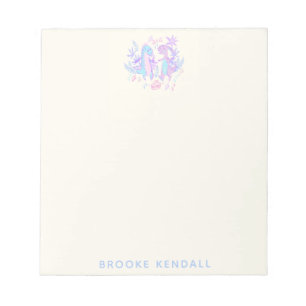 Pastel Dancing Dinosaurier Lila Blue Personalisier Notizblock