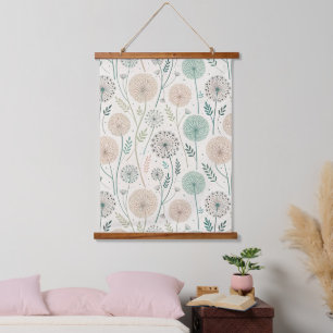 Pastel Dandelion Dreams - Whimsical Floral (2) Wandteppich Mit Holzrahmen