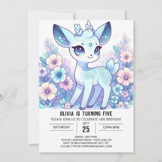 Pastel Deer Digital Geburtstag Einladung