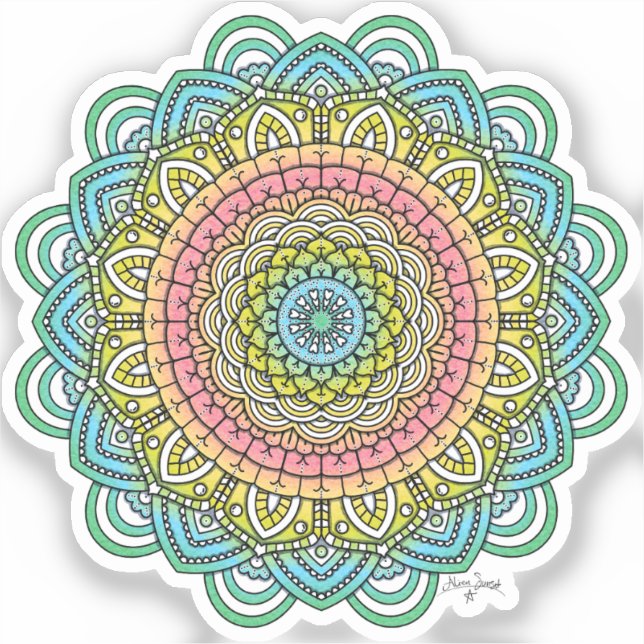 Pastel Defleur Mandala Aufkleber (Vorderseite)