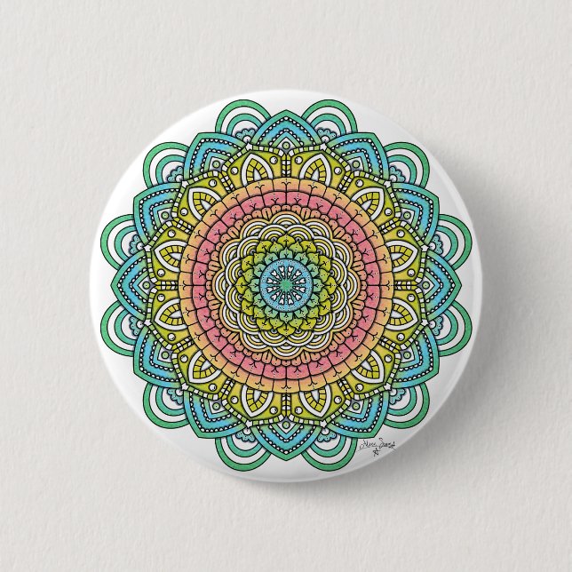 Pastel Defleur Mandala Button (Vorderseite)