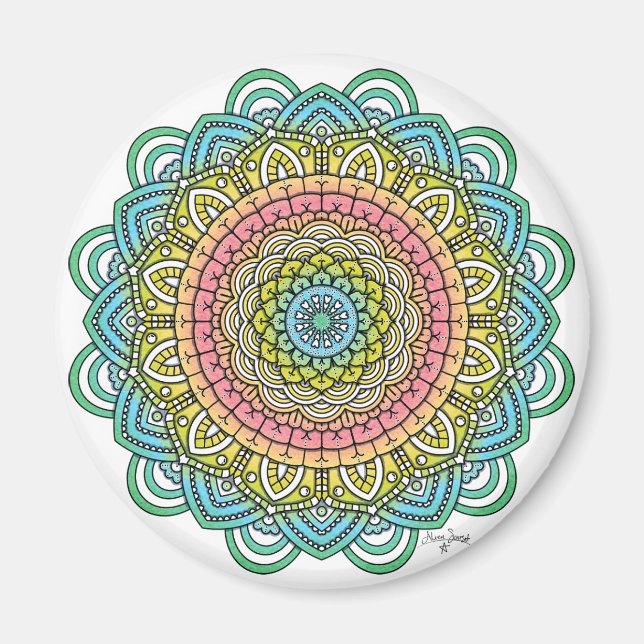 Pastel Defleur Mandala Magnet (Vorne)