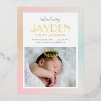 Pastel Delight Foil Geburtshinweis Postkarte