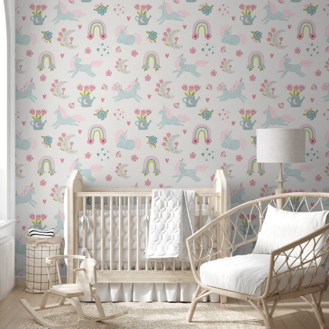 Pastel: Der serene Einhorngarten Tapete (Kinder)