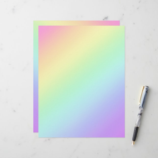 Pastel Diagonal Rainbow Gradient Briefbogen (Vorderseite/Rückseite Beispiel)