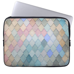 Pastel Diamond Muster Mermaid Blue Green Pink Laptopschutzhülle
