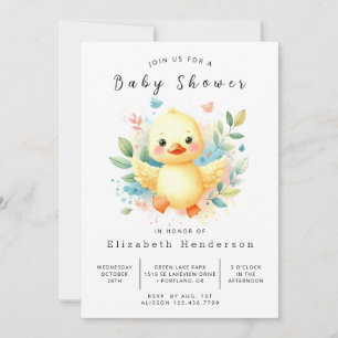 Pastel Digital Duck Baby Duck Einladung