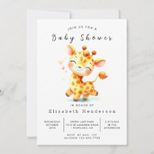 Pastel Digital Giraffe Babydusche Einladung