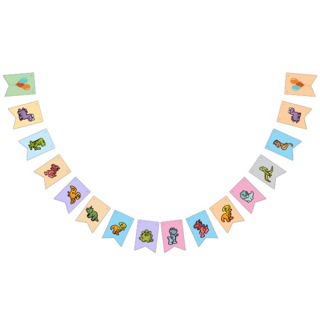 Pastel Dino Birthday Bunting Wimpelkette (Alle)