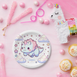 Pastel Dino Dinosaur Babydusche Pappteller