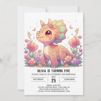 Pastel Dino Dinosaur Digital Geburtstag Einladung