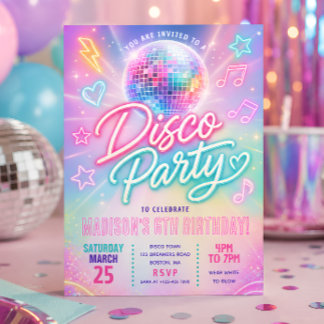 Pastel-Disco-Glühparty-Geburtstag Einladung